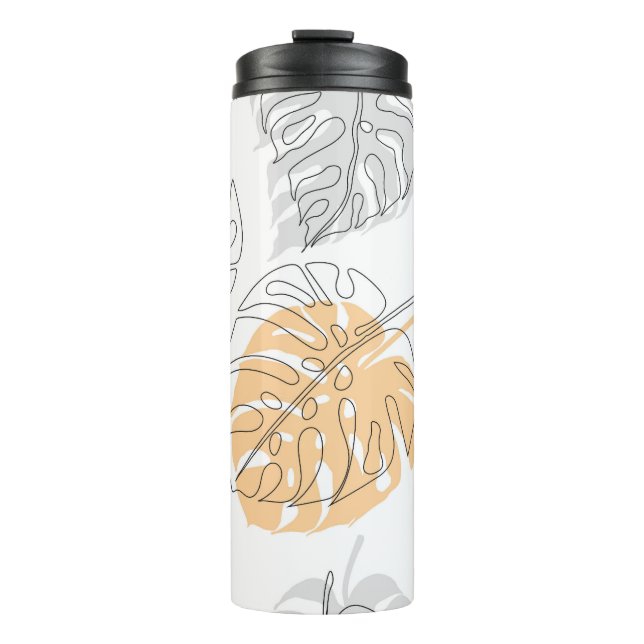 Exotic Monstera Line Drawing Art Thermal Tumbler (Front)