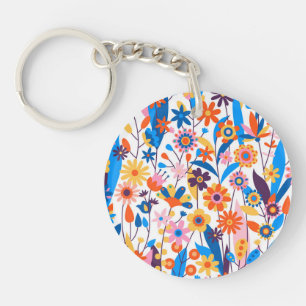 Exotic Multicolored Floral Background-32939 Key Ring
