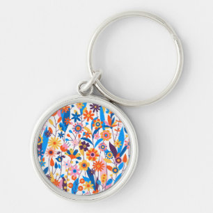 Exotic Multicolored Floral Background-32939 Key Ring