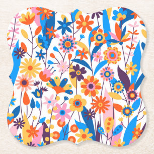 Exotic Multicolored Floral Background-32939 Paper Coaster