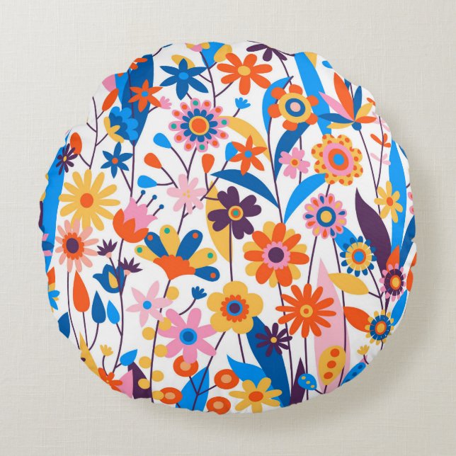 Exotic Multicolored Floral Background-32939 Round Cushion (Front)