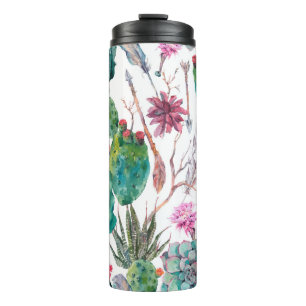 Exotic natural vintage watercolor seamless pattern thermal tumbler