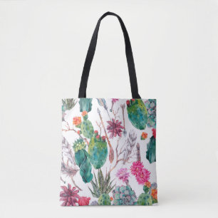 Exotic natural vintage watercolor seamless pattern tote bag