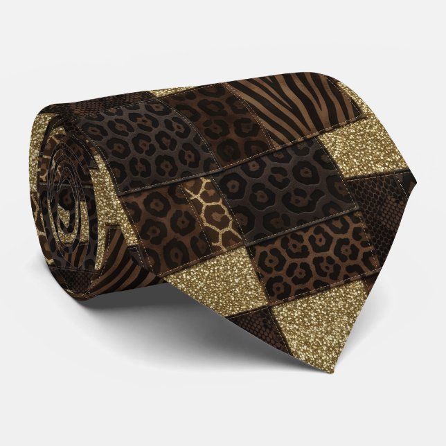 Exotic Neck Tie | Wild African Animal Pattern  (Rolled)