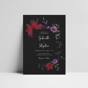 Exotic Night Floral Moody Dark Romantic Wedding Invitation