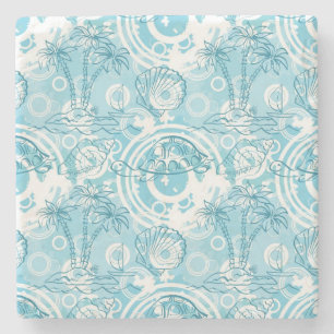 exotic ocean pattern stone coaster