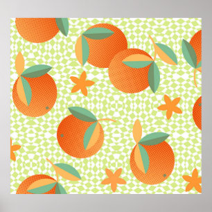 Exotic Orange Fruit: Tropical Vintage. Poster