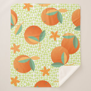 Exotic Orange Fruit: Tropical Vintage. Sherpa Blanket