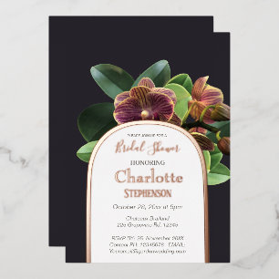 Exotic Orchids Bridal Shower Rose Gold Foil Inv