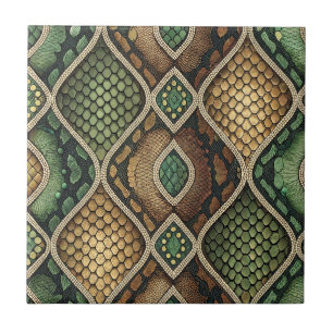 Exotic Ornate Geometric Snake Skin Pattern Design Ceramic Tile