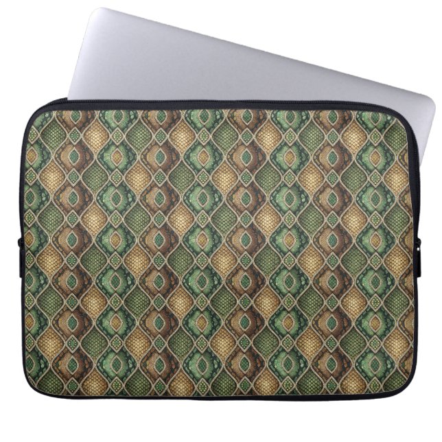 Exotic Ornate Geometric Snake Skin Pattern Design Laptop Sleeve (Front)