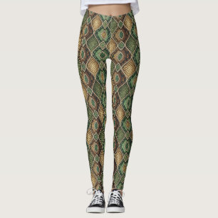 Exotic Ornate Geometric Snake Skin Pattern Design Leggings