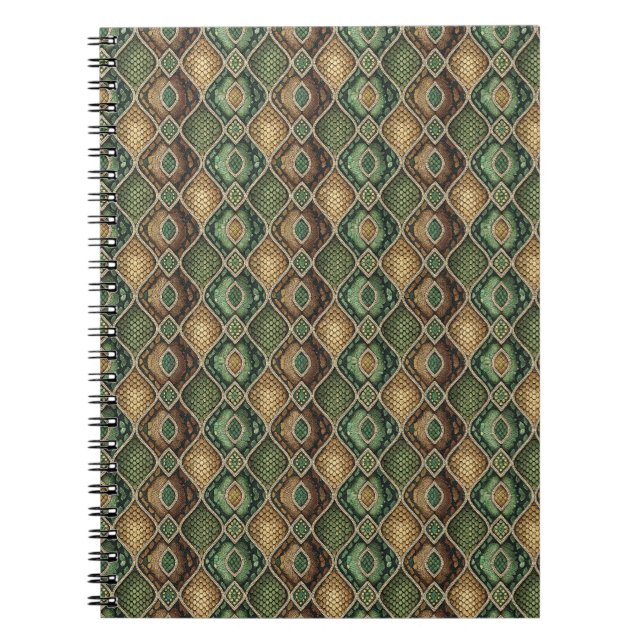 Exotic Ornate Geometric Snake Skin Pattern Design Notebook (Front)