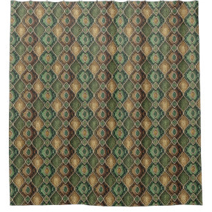 Exotic Ornate Geometric Snake Skin Pattern Design Shower Curtain