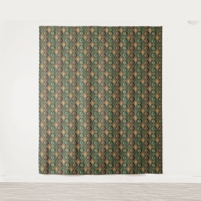 Exotic Ornate Geometric Snake Skin Pattern Design Tapestry (Front)