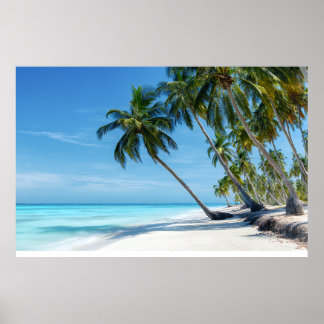 Exotic Palm Beach Turquoise Water Sunny Paradise Poster