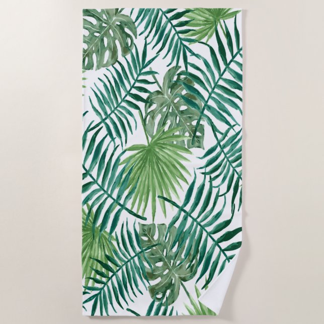Exotic palm leaves  beach towel (Front)