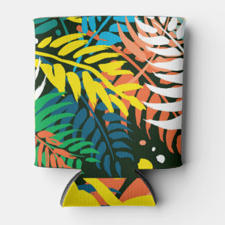 Exotic palm leaves, handmade pattern. can cooler