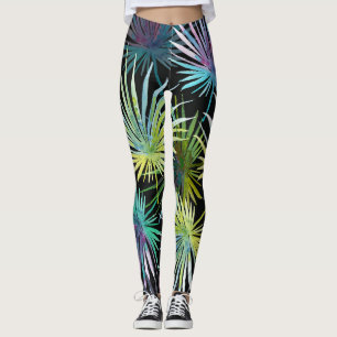 Exotic Palm Leaves Watercolor Leggings