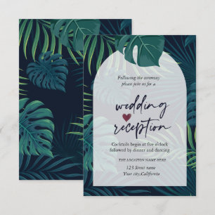 Exotic Palm Leaves Wedding Reception Invitation