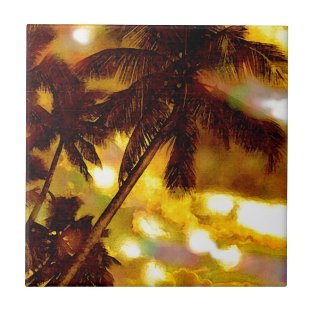Exotic Palm Tree Ceramic Tile (Front)