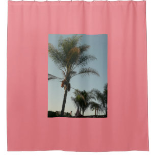 exotic palm tree with blue sky shower curtain