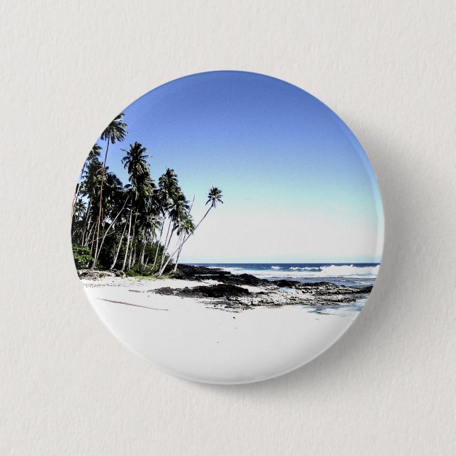 Exotic Palm Trees & Paradise Beach 6 Cm Round Badge (Front)