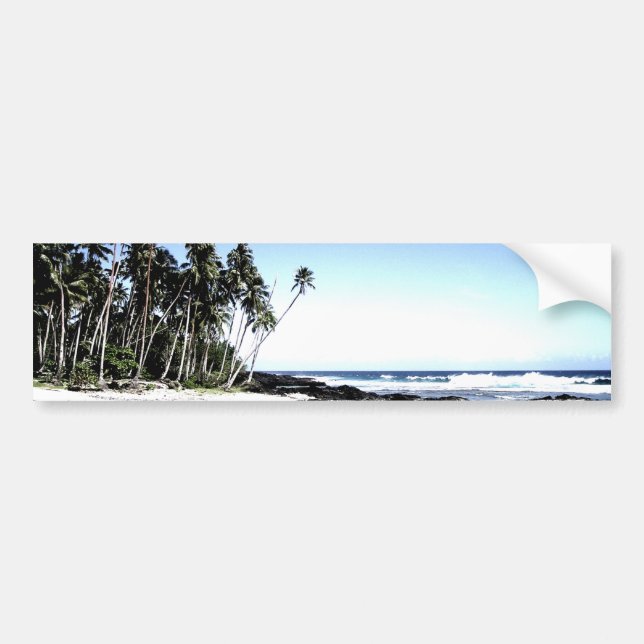 Exotic Palm Trees & Paradise Beach Bumper Sticker (Front)
