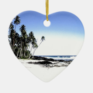 Exotic Palm Trees & Paradise Beach Ceramic Ornament