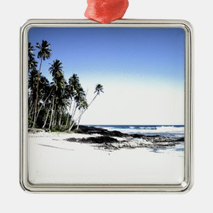 Exotic Palm Trees & Paradise Beach Metal Ornament