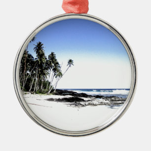 Exotic Palm Trees & Paradise Beach Metal Ornament