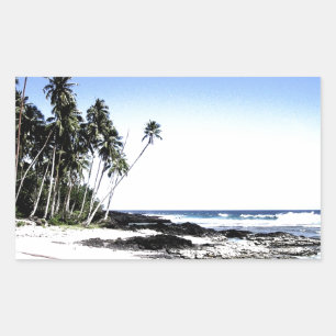 Exotic Palm Trees & Paradise Beach Rectangular Sticker