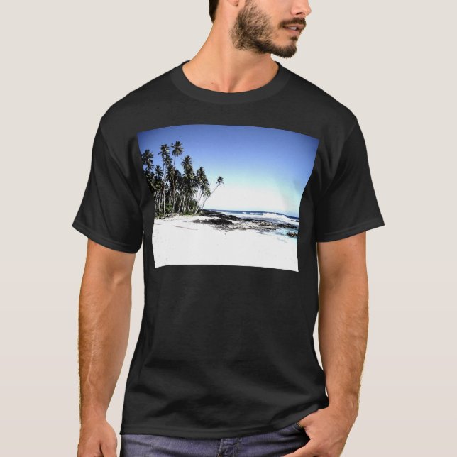 Exotic Palm Trees & Paradise Beach T-Shirt (Front)