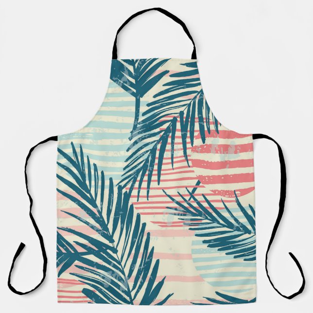 Exotic palms, hand-drawn textures apron (Front)