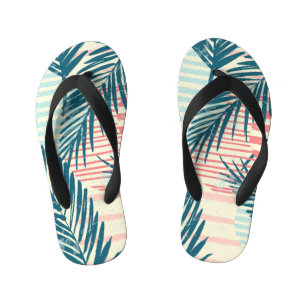 Exotic palms, hand-drawn textures kid's thongs