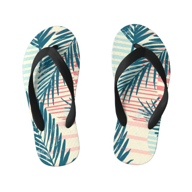 Exotic palms, hand-drawn textures kid's thongs (Footbed)
