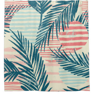 Exotic palms, hand-drawn textures shower curtain