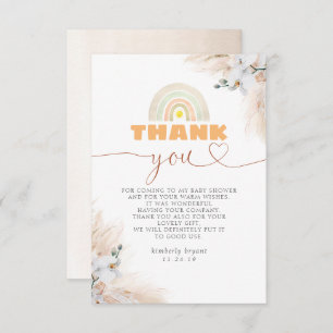 Exotic Pampas Grass Floral Baby Shower Thank You