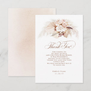 Exotic Pampas Grass Floral Baby Shower Thank You Card