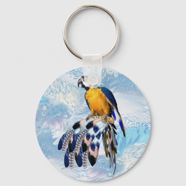 exotic-parrot bird tone feather guests gift key ring (Front)