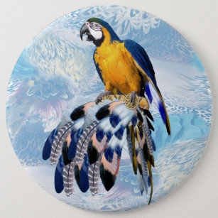 exotic-parrot bird tone feathers gifts 6 cm round badge