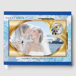 Exotic-Parrot Blue feather Guest Book