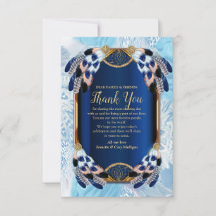 Exotic-Parrot Blue tone feathers Thank You Card