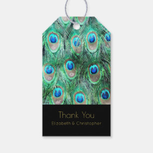 Exotic Peacock Feathers Thank You Gift Tags