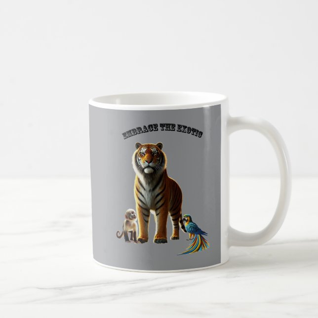 Exotic Pet Lover with Tiger, Monkey, and Macaw URM Coffee Mug (Right)