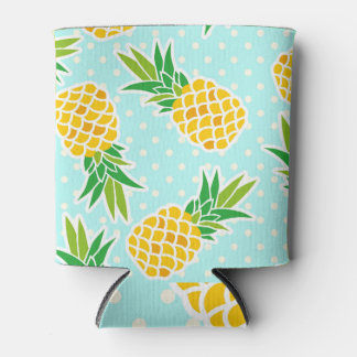 Exotic Pineapples: Blue Polka-Dot Fun. Can Cooler