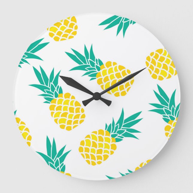 Exotic Pineapples: Yellow Delight. Large Clock (Front)