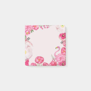 Exotic pink flamingo garden post-it notes