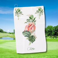 Exotic Pink Flamingo Tropical Watercolor and Name