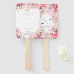 Exotic Pink Pineapples Blush Wedding Menu Hand Fan